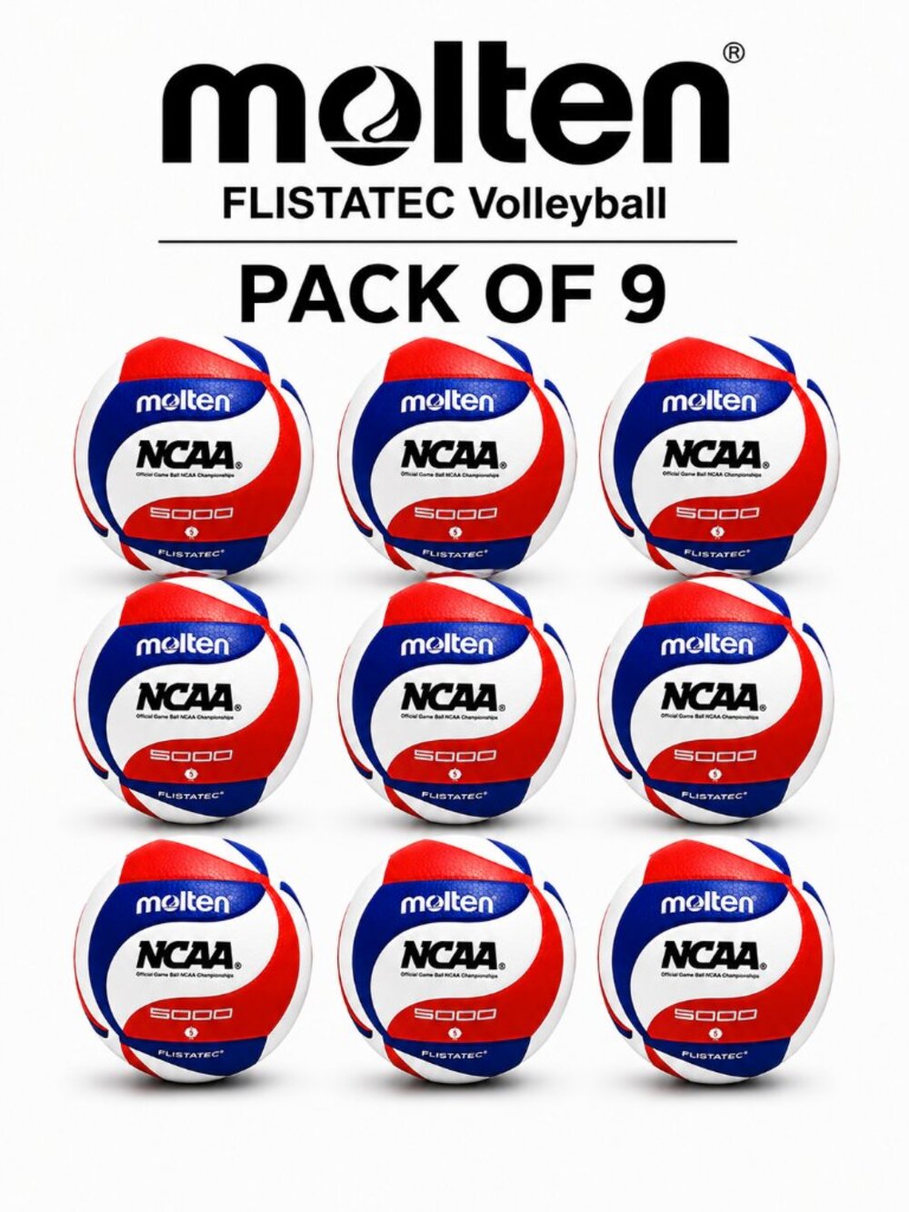 Molten FLISTATEC NCAA Official Game Volleyball Size 5 Pack of 9